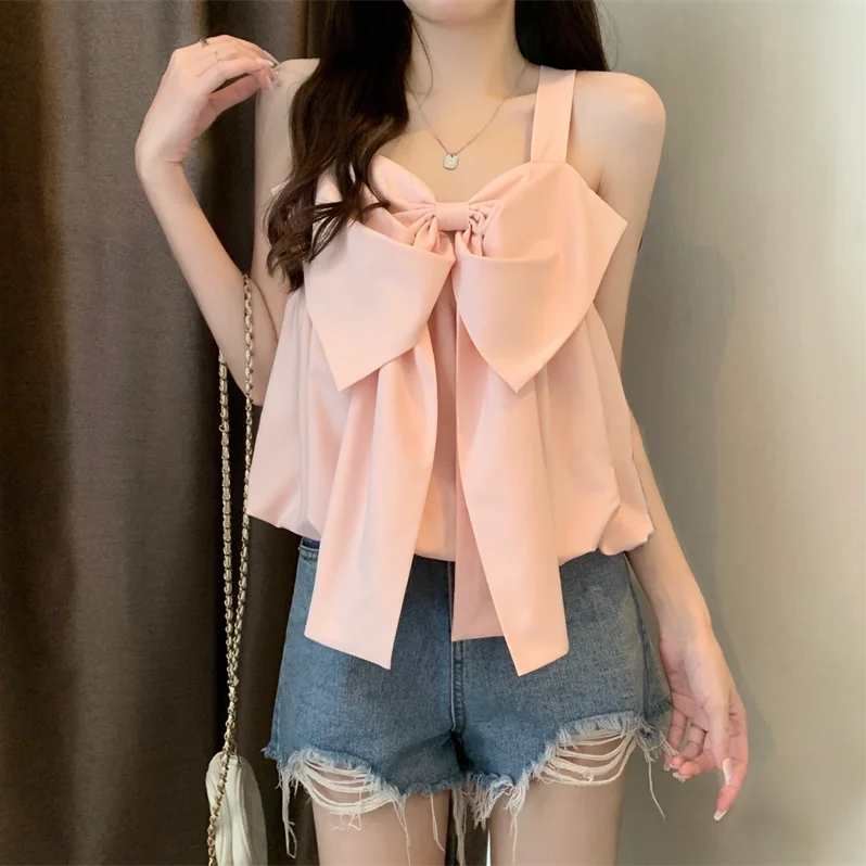 

Sweet Suspender Vest Women Ins Inner Wear Fairy High-End Bow Design Niche Strapless Pure Top
