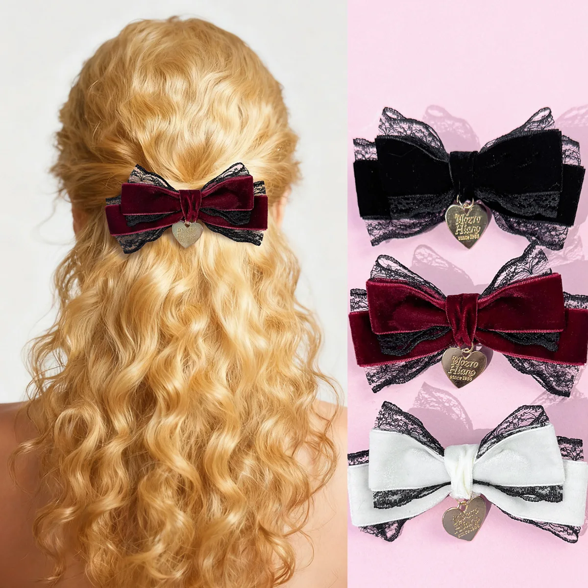 

30 шт./лот, 4,5 дюйма, кружевные бархатные ленты, заколки для волос с бантом для женщин и девочек, заколки для волос, заколки