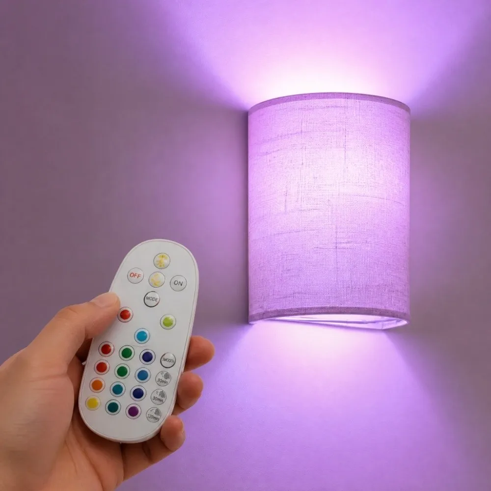 New Hot RGB Color Changing LED Wall Light RGB Multicolor No Wiring LED Wall Lamp Wireless Bedside Wall Light Bedroom