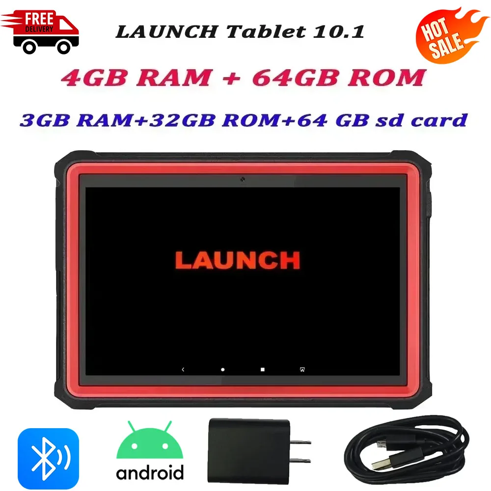 Launch Tablet 10,1 3GB RAM 4GB RAM para lanzar X431 Android Bluetooth OBD2 herramientas de diagnóstico 64GB de almacenamiento herramienta diagnótica automática