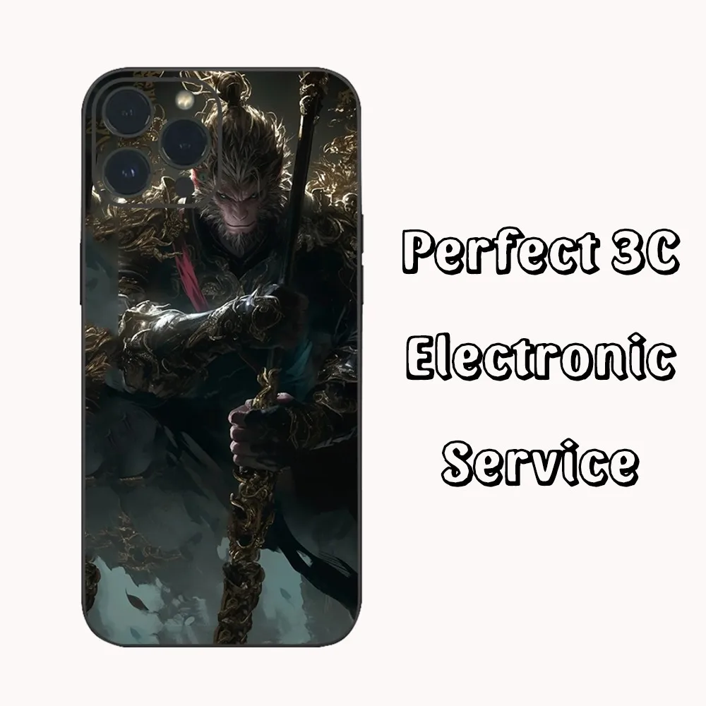 Hot Game B-Black M-Myth W-Wukong Shockproof Phone Case For iPhone15 14 13 12 Mini 11 Pro XS Max X XR SE5 6 7 8 Plus Soft Silico