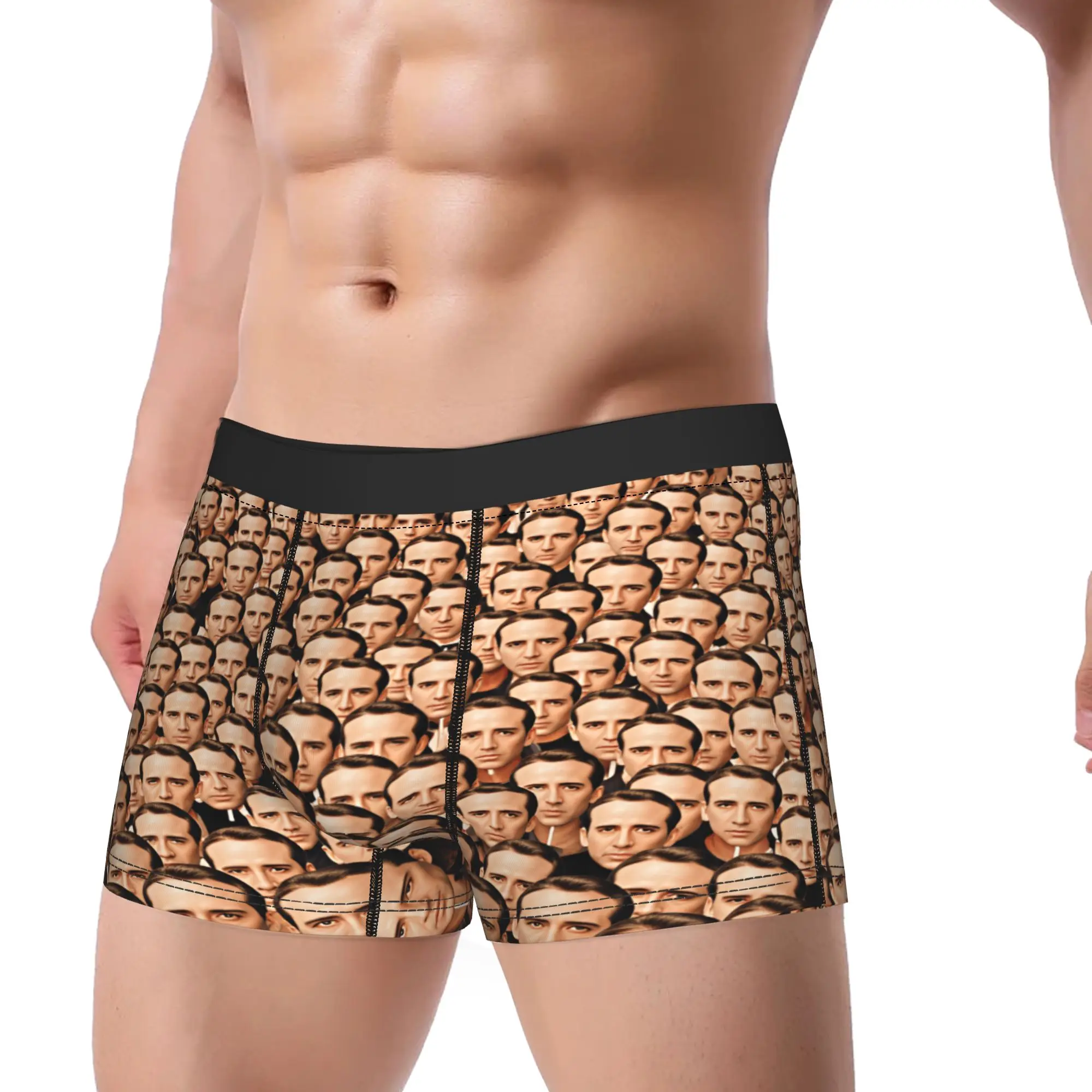 Nicolas Cage Crowd Faces Meme Underwear  Custom Boxer Shorts Trenky Men's Panties Elastic Shorts Briefs Birthday Present