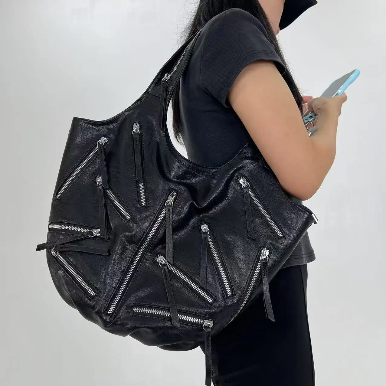 

Y2K spice girl vintage Handbag Large Capacity Solid female Shoulder Bags PU Leather big totes new Casual ladies hand bags bolsa