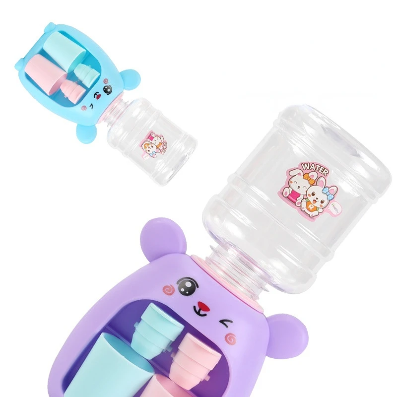 Children\'s Dual Mini Water Dispenser Toy with Cute Cup Kids Gift Water Juice Milk Drinking Simulation Cartoon Pig Kitchen Toy