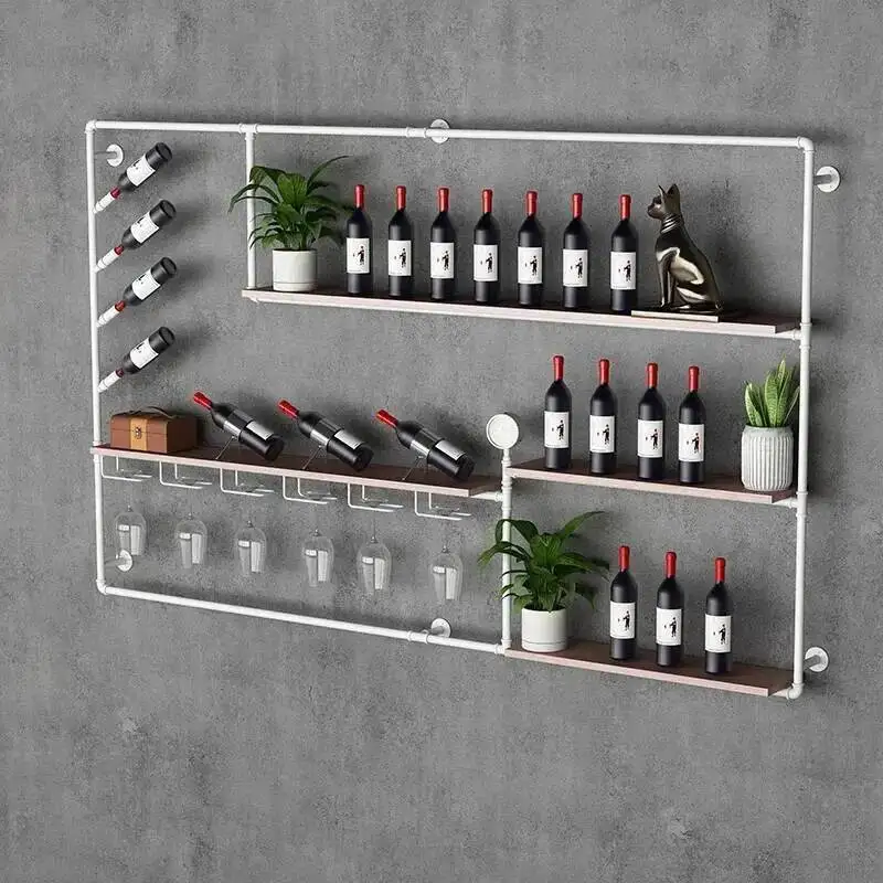 

Wall Liquor Mounted Wine Cabinets Display Salon Bottle Industrial Drink Wine Rack Restaurant Modern Barra De Display Cabinet