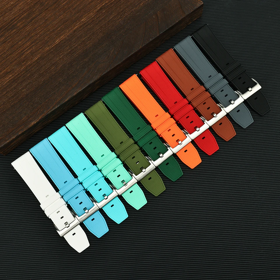 Großhandel Modische Sport-Uhrenarmbänder mit Schnellverschluss, Vulkanisierter Gummi, 20mm 22mm FKM Uhrenarmband – Detail 1