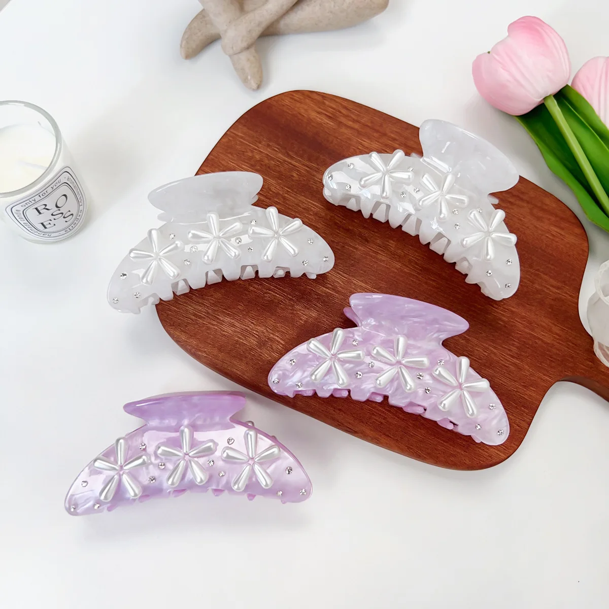 Internet celebrity new high-end diamond-encrusted acrylic hairpin temperament cute catch clip shark clip hair accessories fairy temperament