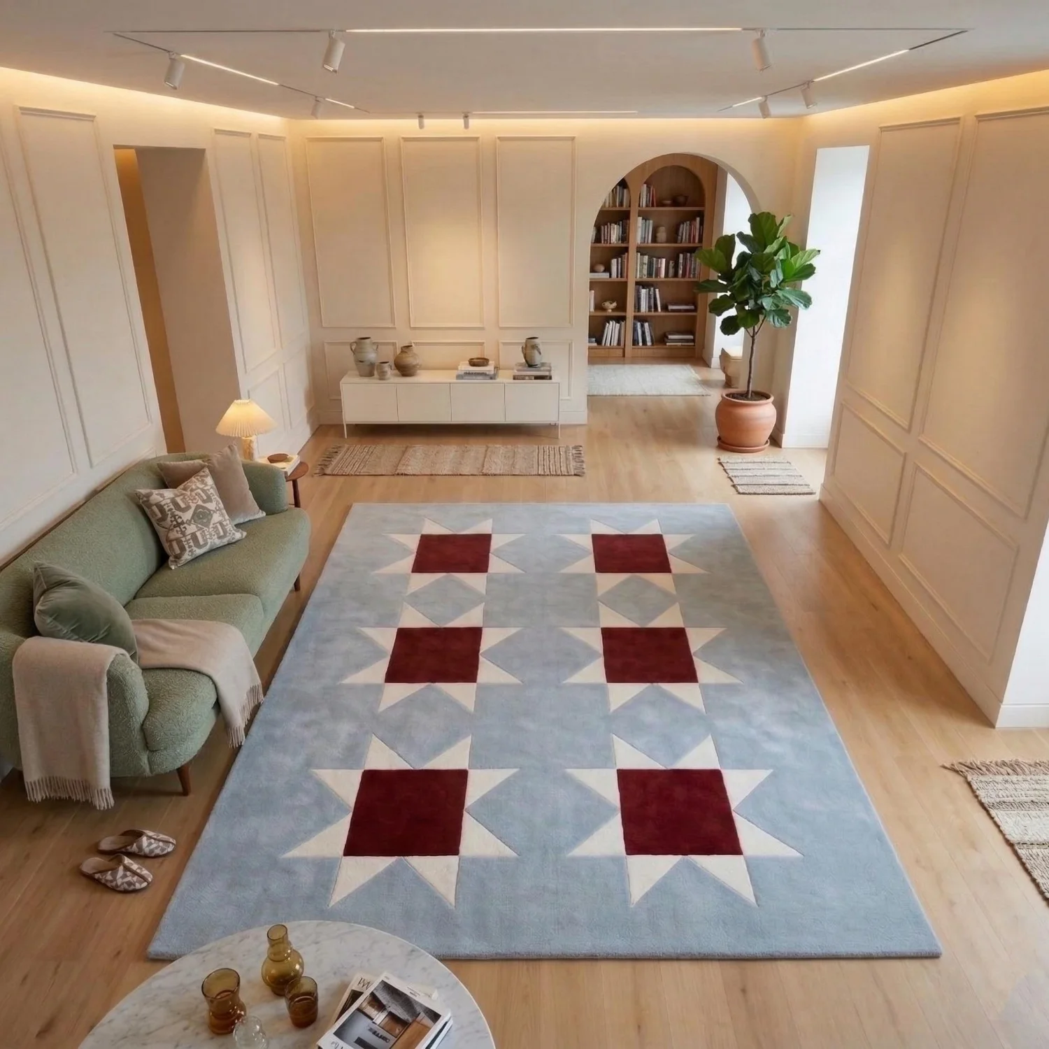 Room Decor Rug  H1andtufted Light Blue Area Rug Geometric Star Carpet CottagE1core Farmhouse DE1cors Custom Tufted Wool Nursery Bedrooms Floor Art Masterpieces