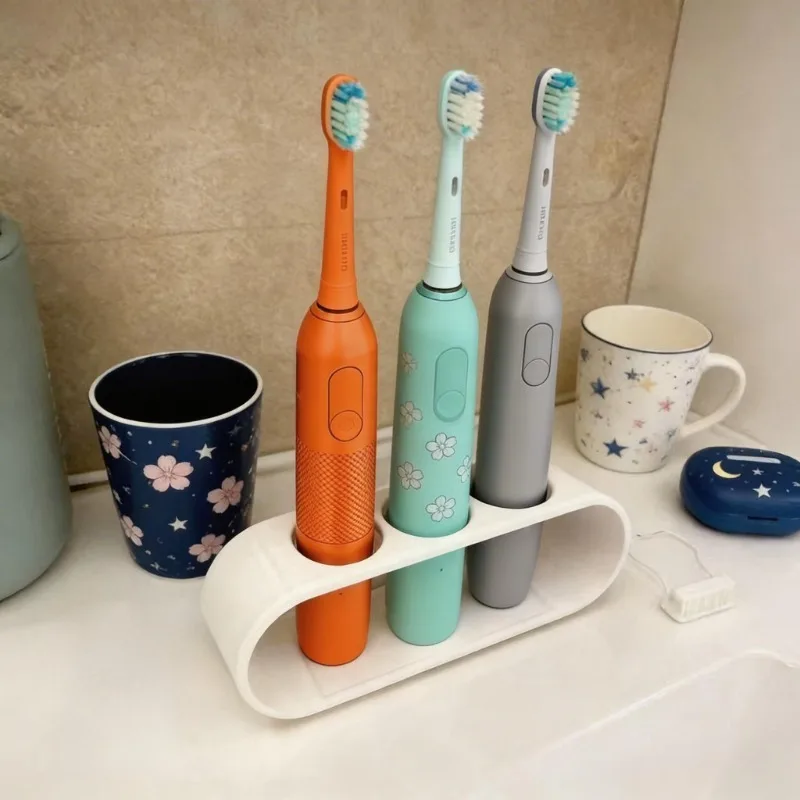 Electric toothbrush holder for bathroom use, large capacity design to store 3 toothbrushes and keep space tidy