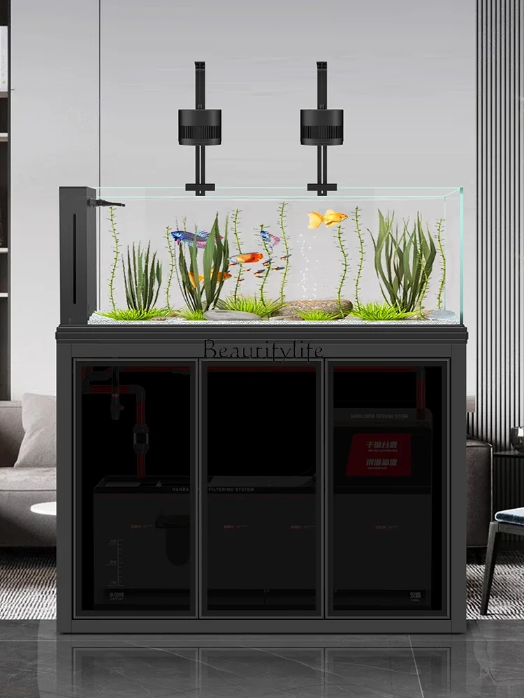 

LD33Native Stream Fish Tank Living Room 2024 New Industrial Style Large Super White Bottom Filter Landscape