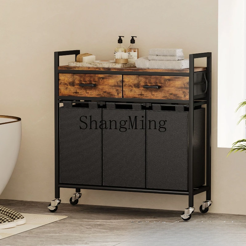 

ZYY retro non-woven fabric drawer storage cabinet wrought iron floor double pumping rack
