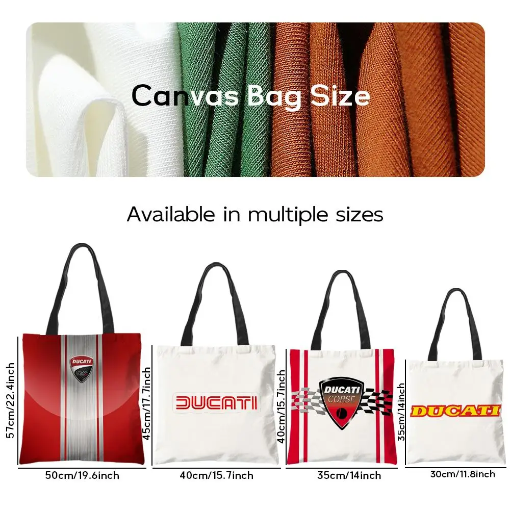 Storage Bags Linen Shopper Reusable Tote Grocery Storage Bag Portable Large Capacity Anime Motorcycle matching Cool D-Ducati