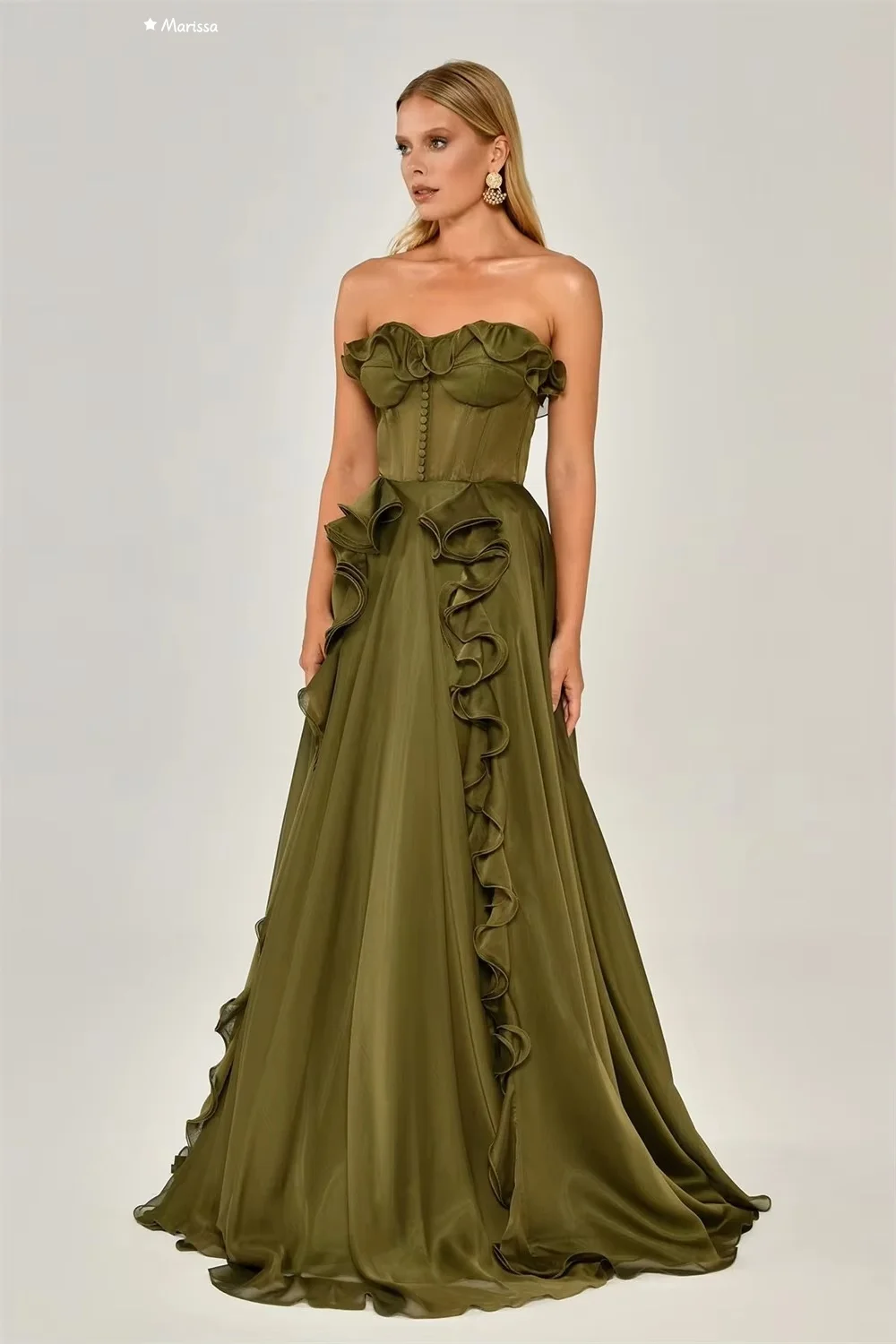 マリッサオフショルダーノースリーブ女性のイブニングドレス女性 A ラインチュールカスタムメイドエレガントなパーティードレス女性のための高級プロム