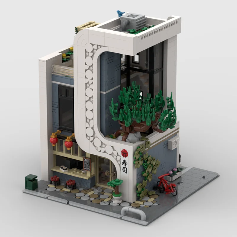 2295PCSMOC ciudad escena de calle arquitectura casa de Sushi Villa modelo DIY montaje juguete de bloques de construcción regalo de cumpleaños para niños