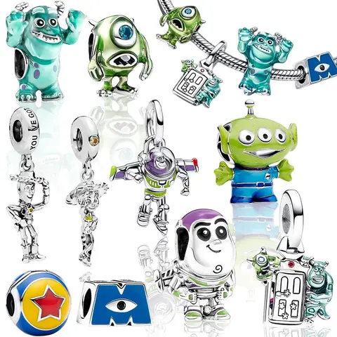 Hot Toys Story Monsters, Inc. Charm Beads Pendant Fit Original Snake Silver Bracelet Necklace Beads For Diy Jewelry Women Gift