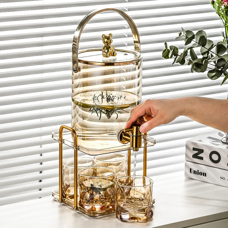 Modern Household Water Kettle, Beverage Bucket, Glass Cold Water Pot with Faucet, Beer Bucket, Heat-resistant Teapot