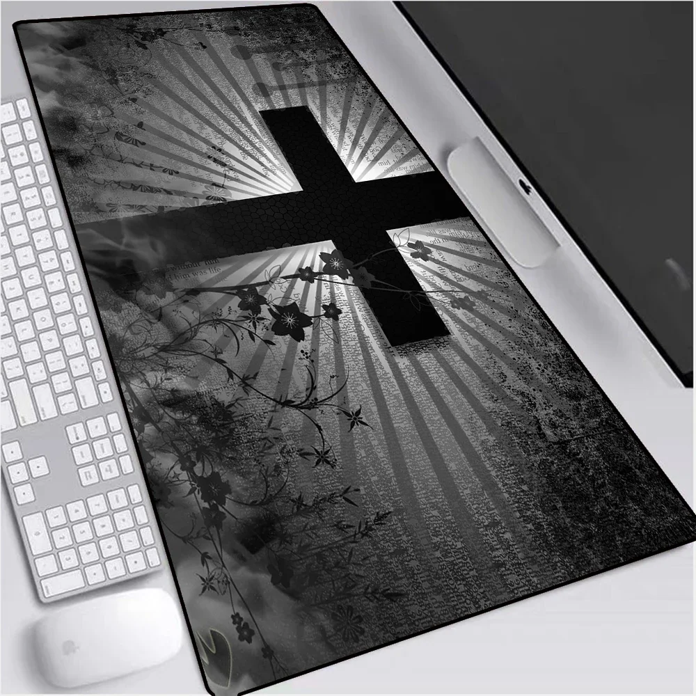 

Коврик для мыши Mairuige с черным крестом и крутым узором, большой размер, легко носить с собой и религиозным крестом, сделай сам, индивидуальный дизайн, столы для ноутбука, ПК