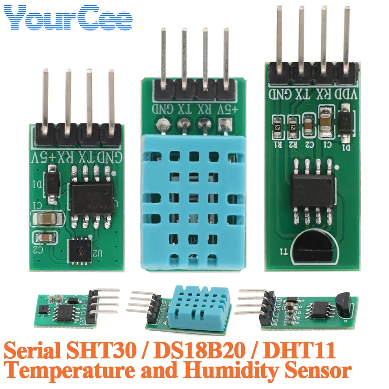 5pcs/1pc Serial Port SHT30 TTL DS18B20 DHT11 Digital Temperature and Humidity Sensor Microcontroller Communication Acquisition