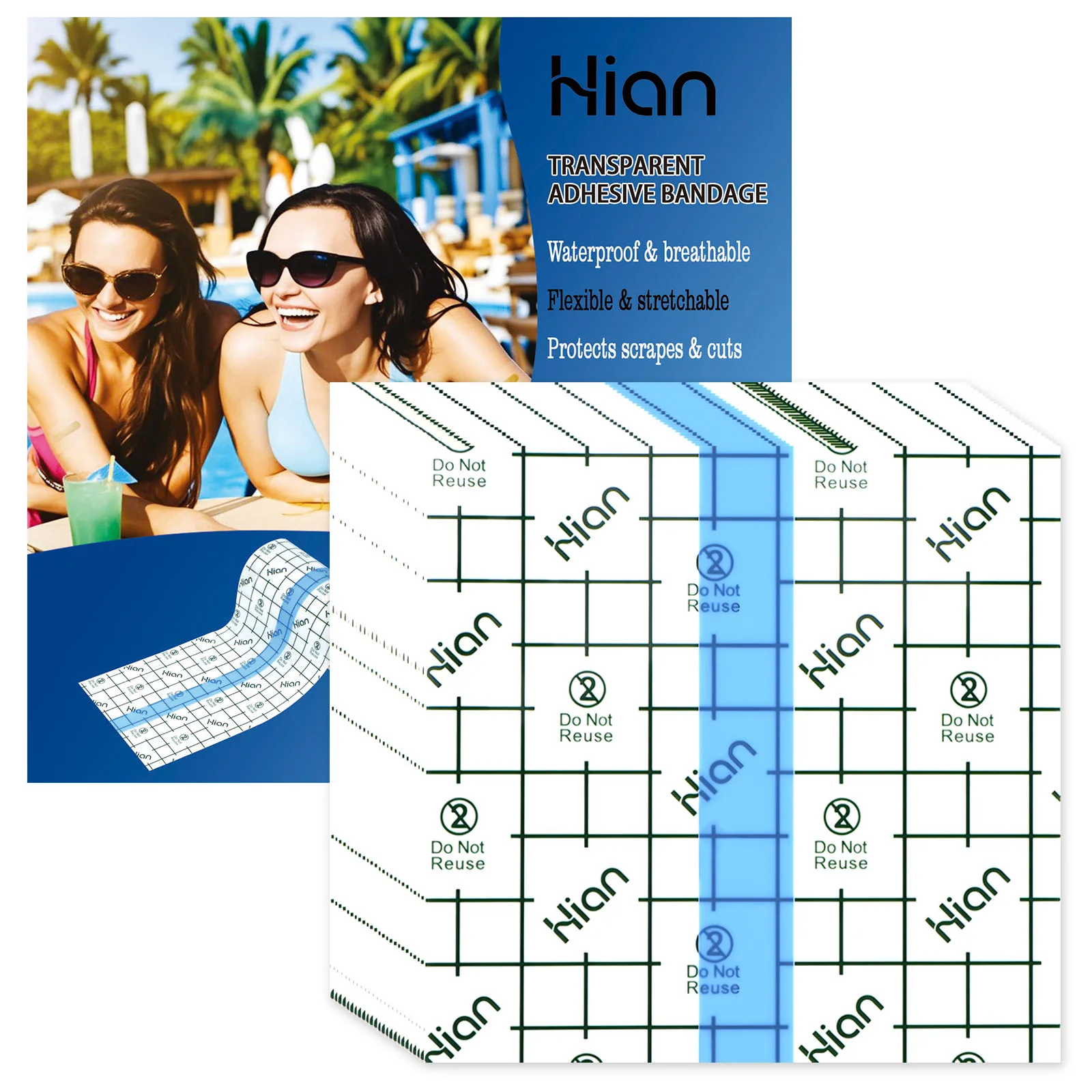 غطاء وشم مقاوم للماء 50 قطعة، 4 × 4/6 × 6 بوصة طبقة شفافة للعناية اللاحقة في الاستحمام #1