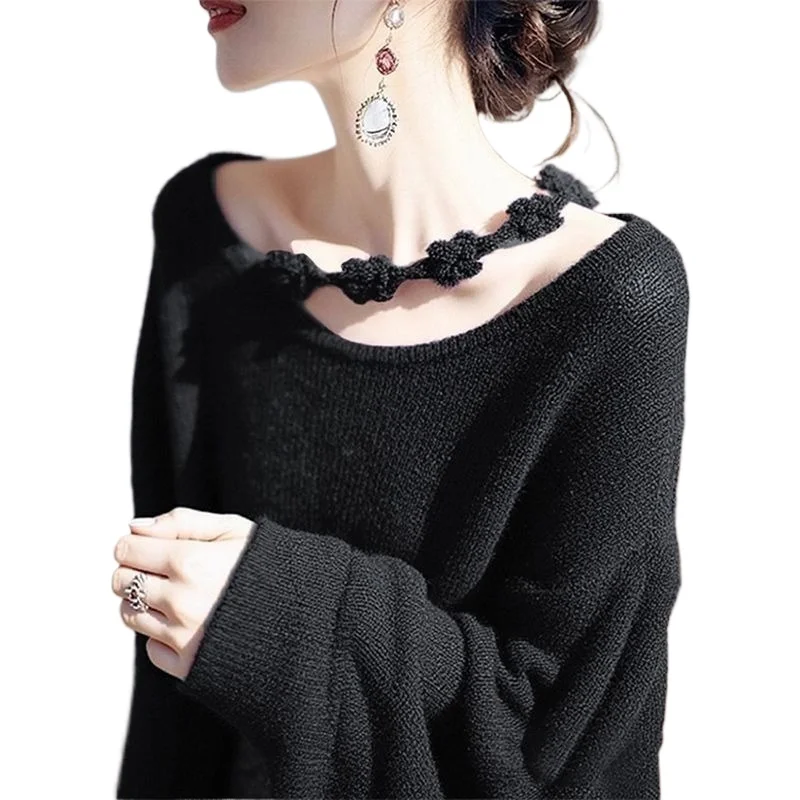 Purple Knitted Sweater Women's 2026 New Lazy Style, High-end Sense Korean Atmosphere Spring and Autumn Wear Top Women's Clothing