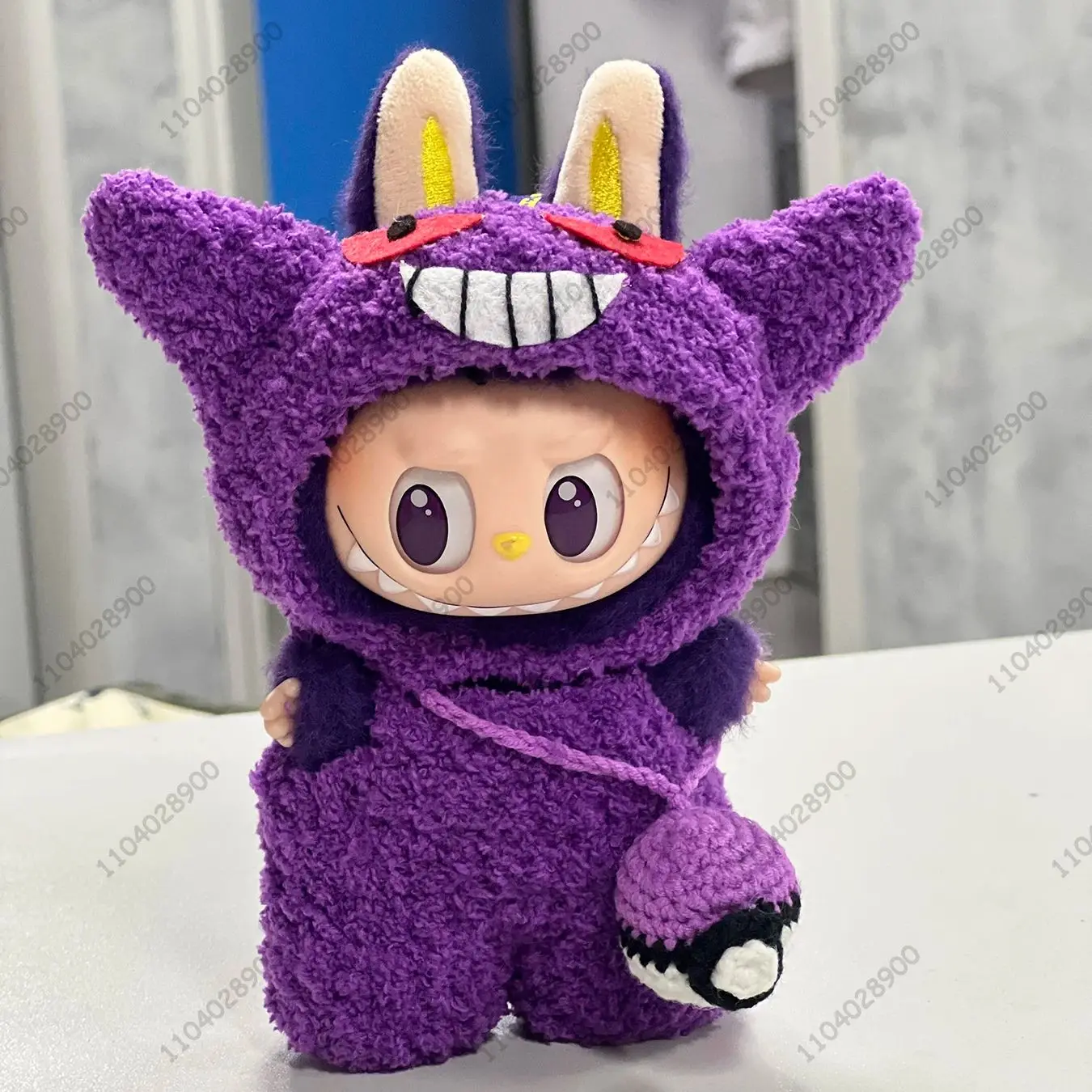

For Labubu The Monsters Clothes Pokémo Gengar Costume 1:1 Replica Vinyl Plush Doll Action Figure Bag Charm Bag Pendant Gift Toy