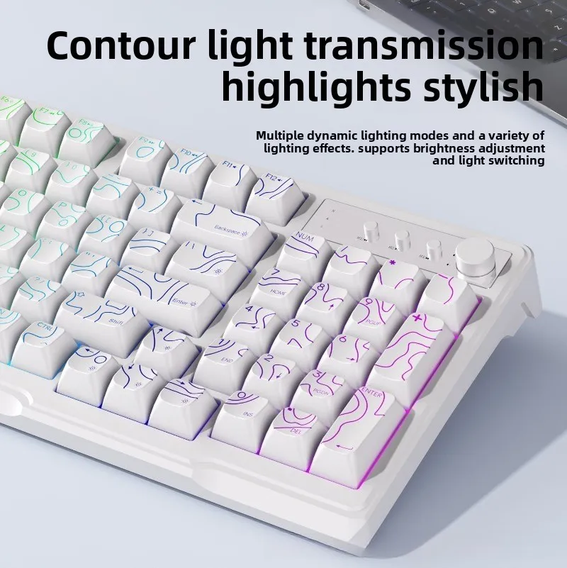 Inker wireless bluetooth three-mode keyboard contour line mechanical feel film wired computer office typing luminous