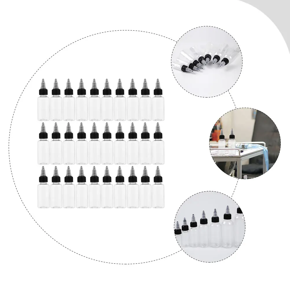 

30pcs Bottles Pointed Squeeze Pigment Bottles Mouth Refillable Empty DIY Tattoo Tattoo Supply Supplies Portable Clean