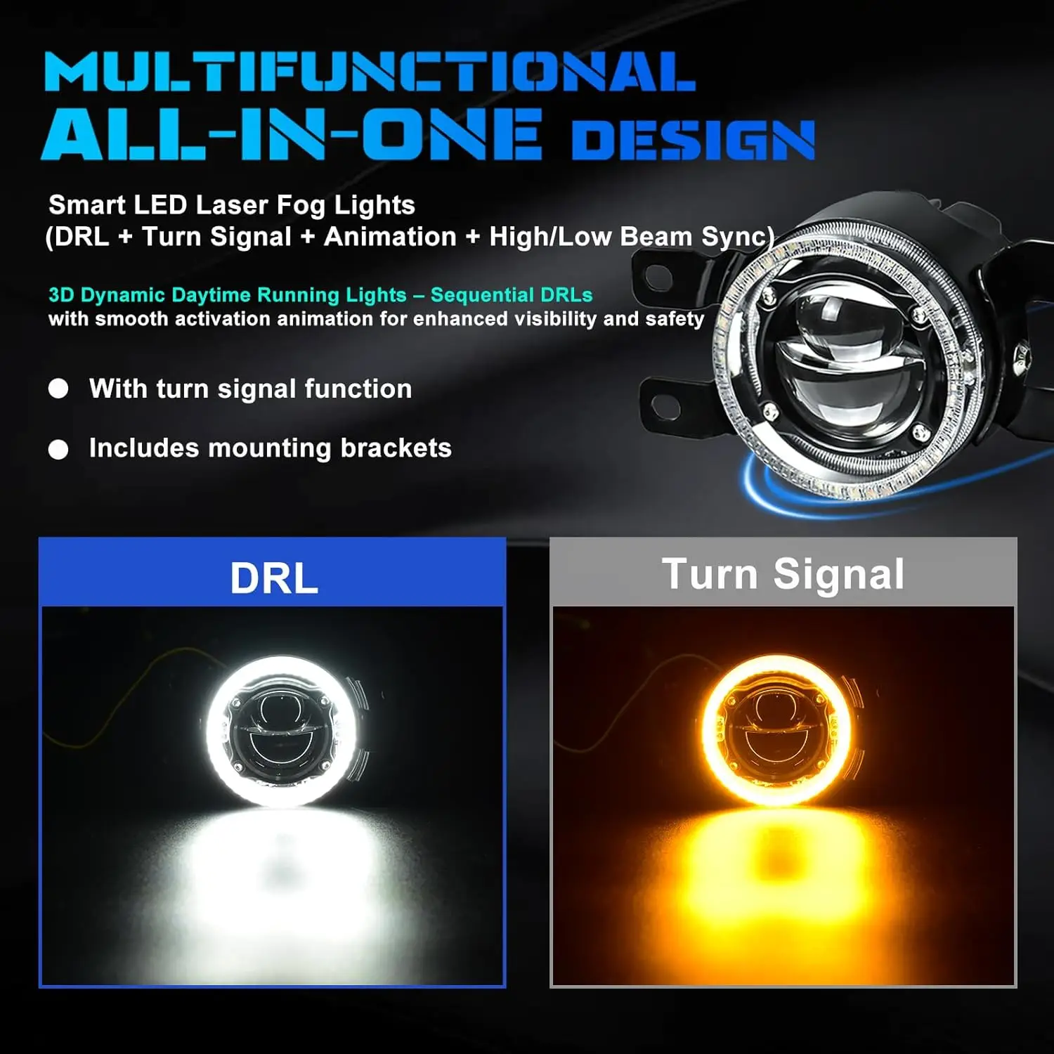 Laser Fog Lights for Toyota RAV4 2006-2012 Fog Light Assembly for 07-13 Camry & 09-13 Corolla & 10-11 Prius & 08-10 Highlander