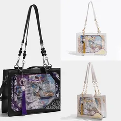 łową perłą PU Itabag Tote Bag Y2k Dragon Japan Splicing Single Shoulder Crossbody Hanging Buckle Transparent Student Waist Bag New