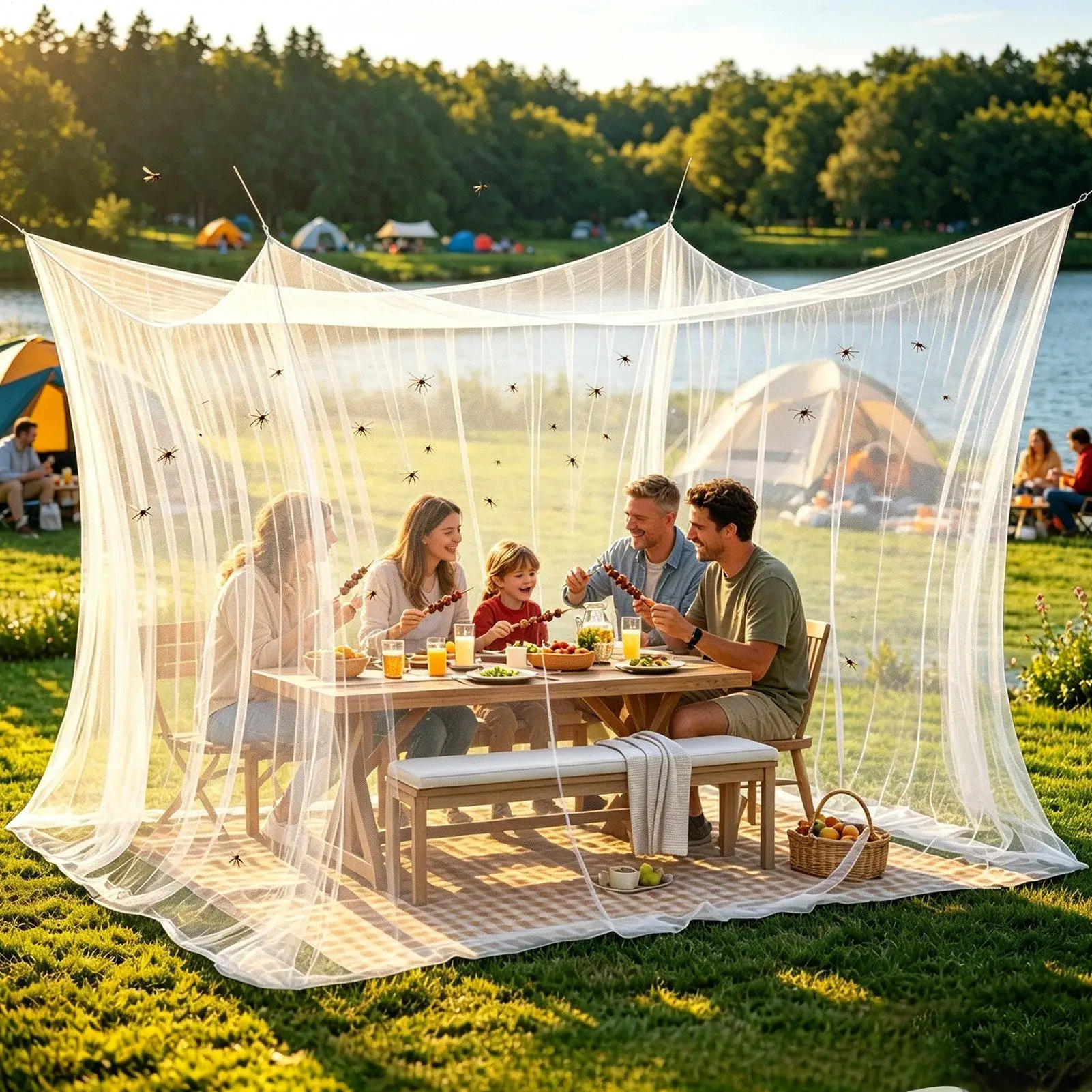 Bed Canopy Cool Breathable Reusable Bed Fly Netting For Outdoor Camping Hiking Backpacking Beach Garden Backyard Yard Lawn