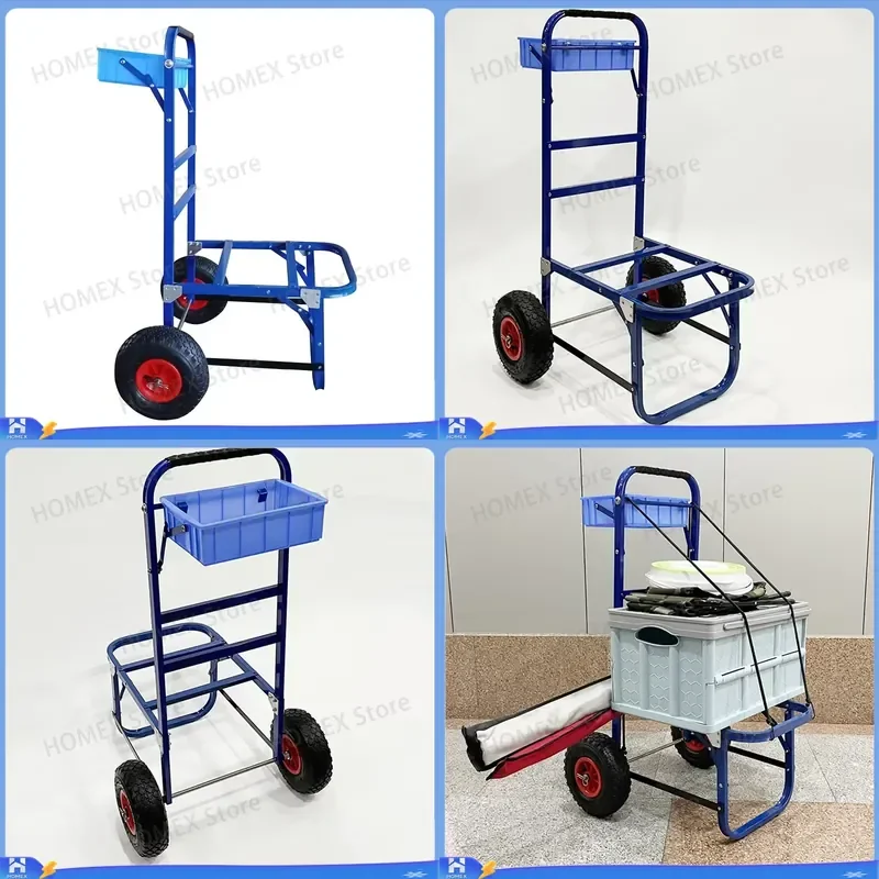 Customizable Industrial Portable Aluminum Folding Trolley Platform Cart with Balloon Wheels for Surfboard Fishing Beach Gear