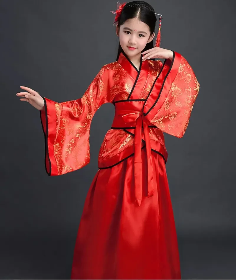 Dress Girls Children Kimono Traditional Ethnic Fan Students Chorus Dance Costume Japanese Yukata Kimono Style Ancient Chinese