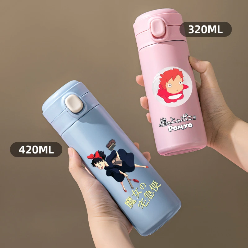 

320/420ML Ponyo Totoro Stainless Steel Water Cup Vacuum Thermos Cup Travel Portable Insulated Bottle Cartoon Kids Drinking Cup