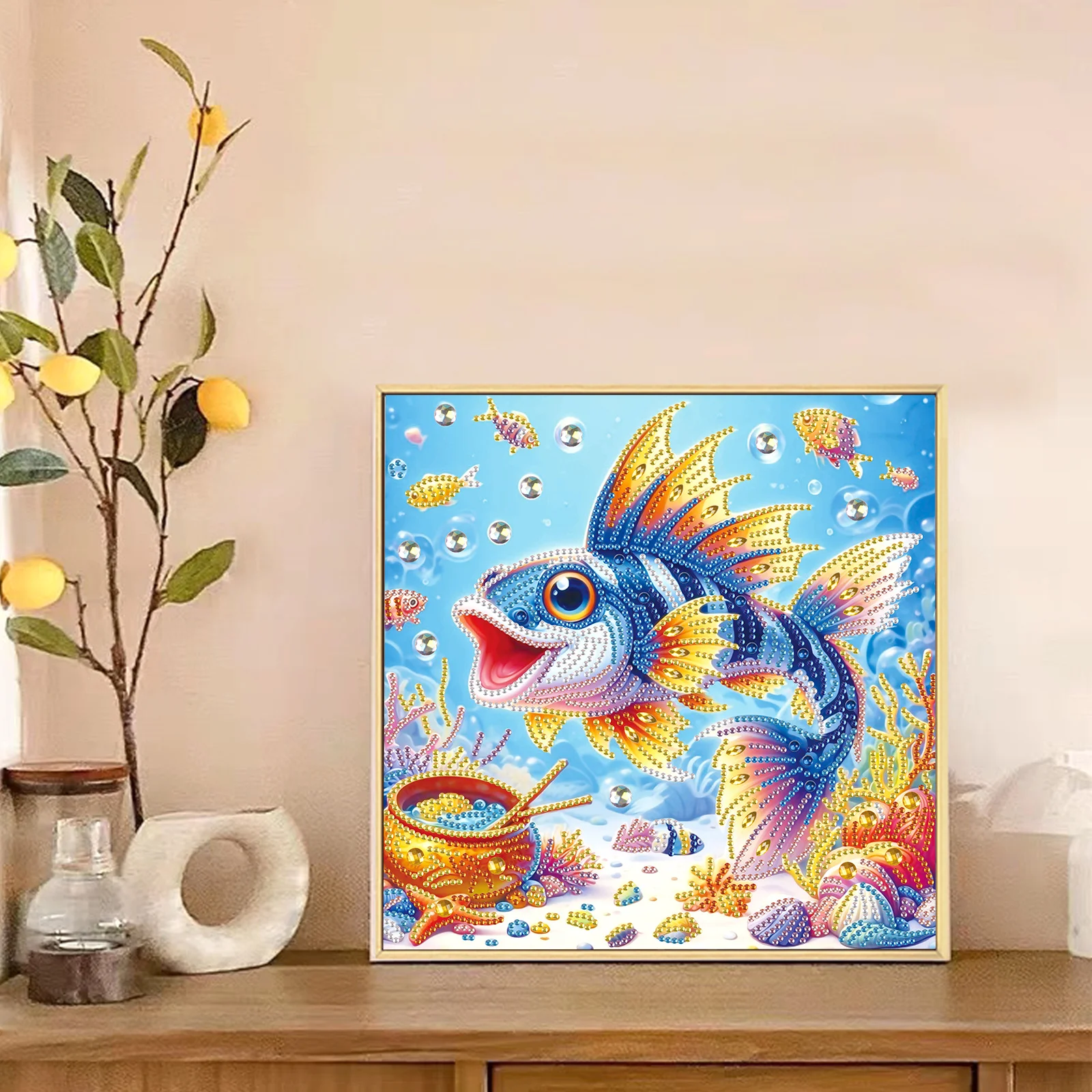 DIY Colorful fish 5D Special Shape Diamond Art Kits for Beginners,Diamond Art Painting Kits for Home Wall Decoration Gift