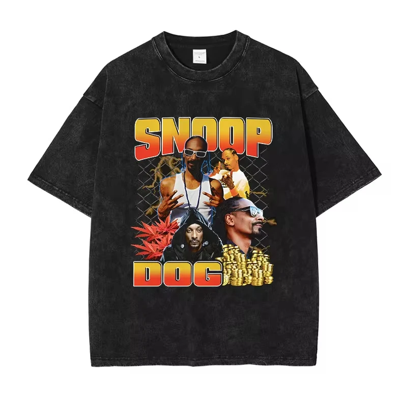 

Snoop Dogg T Shirt Hip Hop Rapper Snoop Doggy Lion Tops Tees Vintage Washed Short Sleeve T-shirt Harajuku Streetwear Ins Y2k
