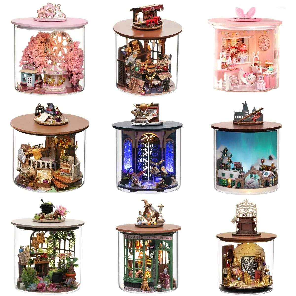 DIY Wooden Miniature Model Kit Mini Bottle Room Casa 3D Puzzle Magic Dollhouse With Furniture Lights Roombox for Friends Gifts