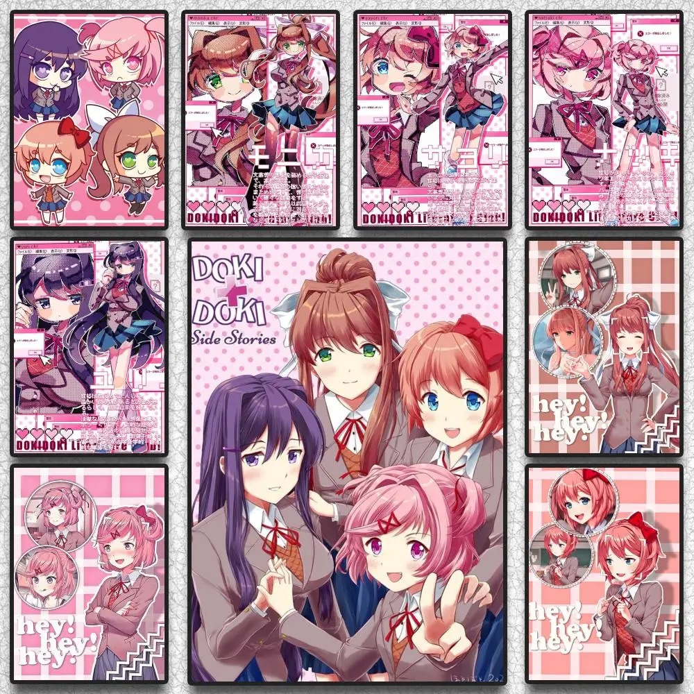 Doki D-Doki L-Literatuare Poster Self Adhesive Wall Stickers Removable Room Decor Aesthetic Space Murals Fancy Gift