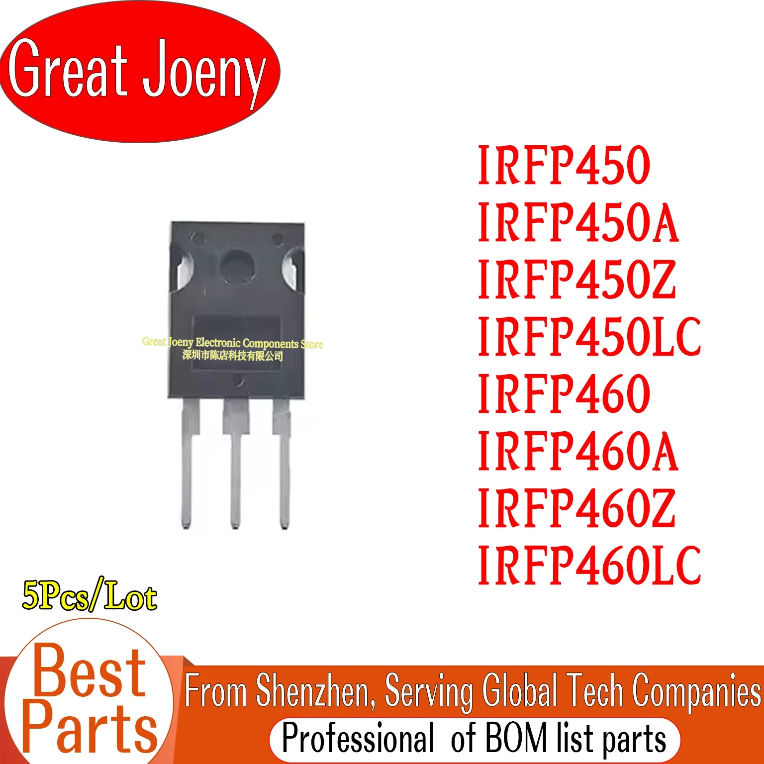 (5piece)100% New IRFP450 IRFP450A IRFP450Z IRFP450LC IRFP460 IRFP460A IRFP460Z IRFP460LC TO-247 Chipset Bulk Best Price