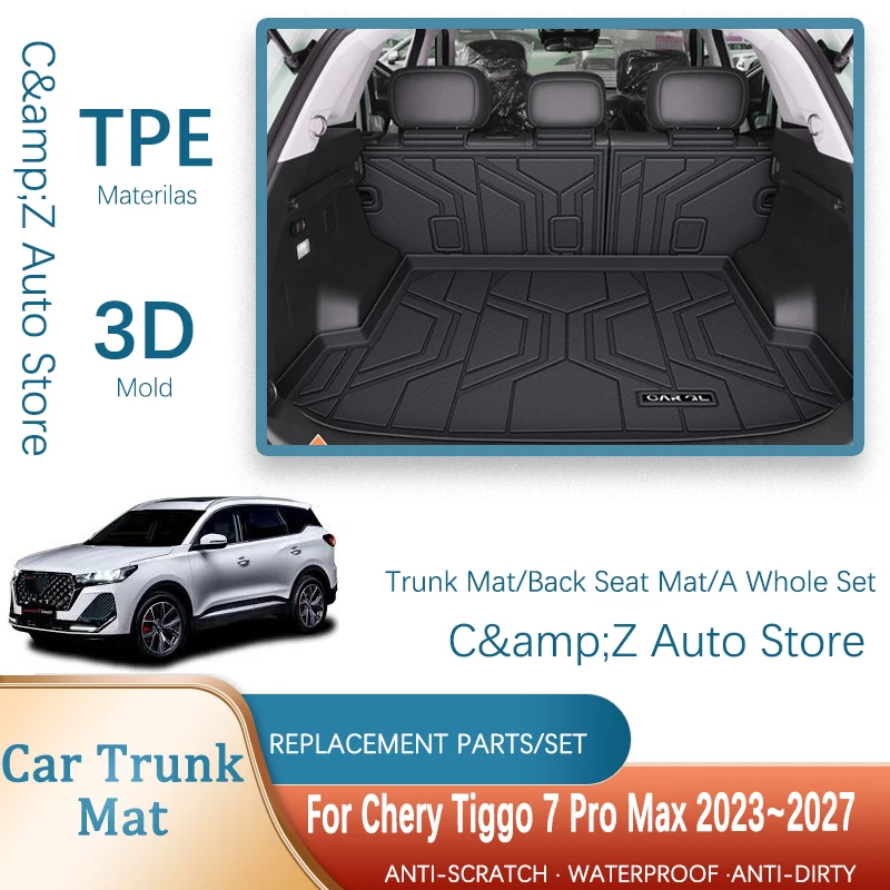 Car Trunk Mat For Chery Tiggo 7 Pro Max Ebro S700 Xcite X-7 DR 6.0 Sportequipe 6 2023~2027 5seat TPE Cargo Cover Auto Acessories