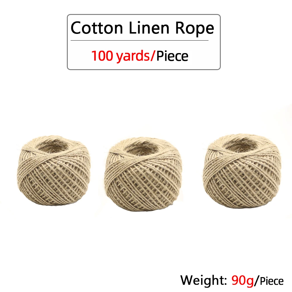 90Meter Natural Jute Rope Cord Hemp Twine Home Wedding Decoration Burlap Ribbon Handwork Gift Christmas Birthday Party Wrapping