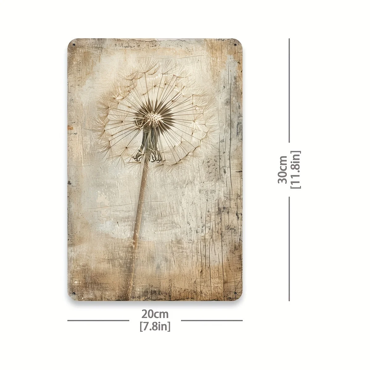 2D Flat, 1pc Vintage Metal Tin Wall Art Sign with Botanical Dandelion Flower - Rustic Iron Pre-Drilled Hanging Plaque Suitable f