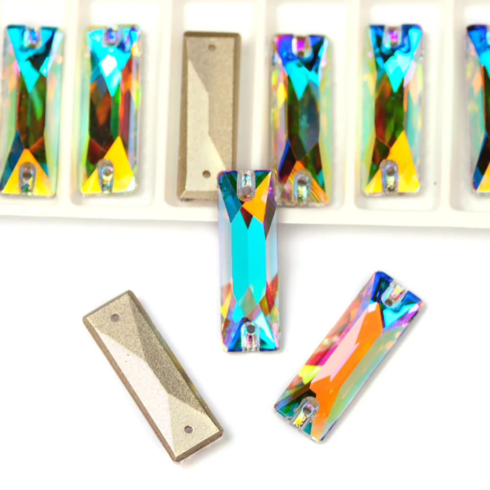 Baguette K9 Crystal AB Sew on Strass Glass Sewn Stone Flat Back GemStone Fancy Stone for Garment Apparel Accessories