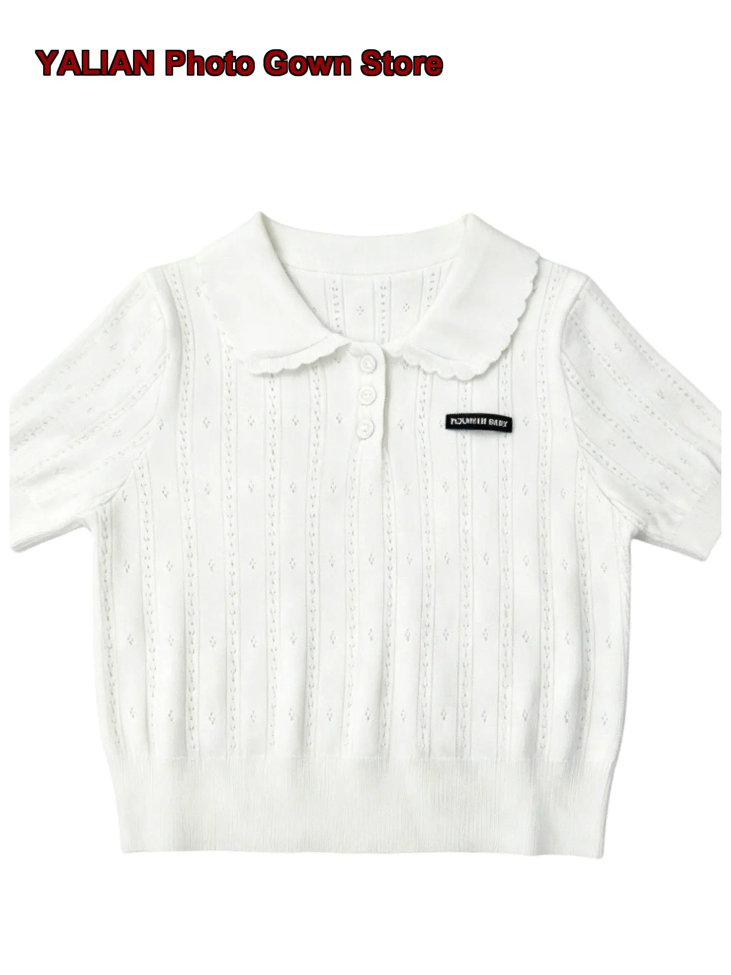 Girls Polo Knit Top Summer Infant Little Girls Children Casual Turn-Down Collar Hollow-Out Short-Sleeve T-Shirt Short Sleeves
