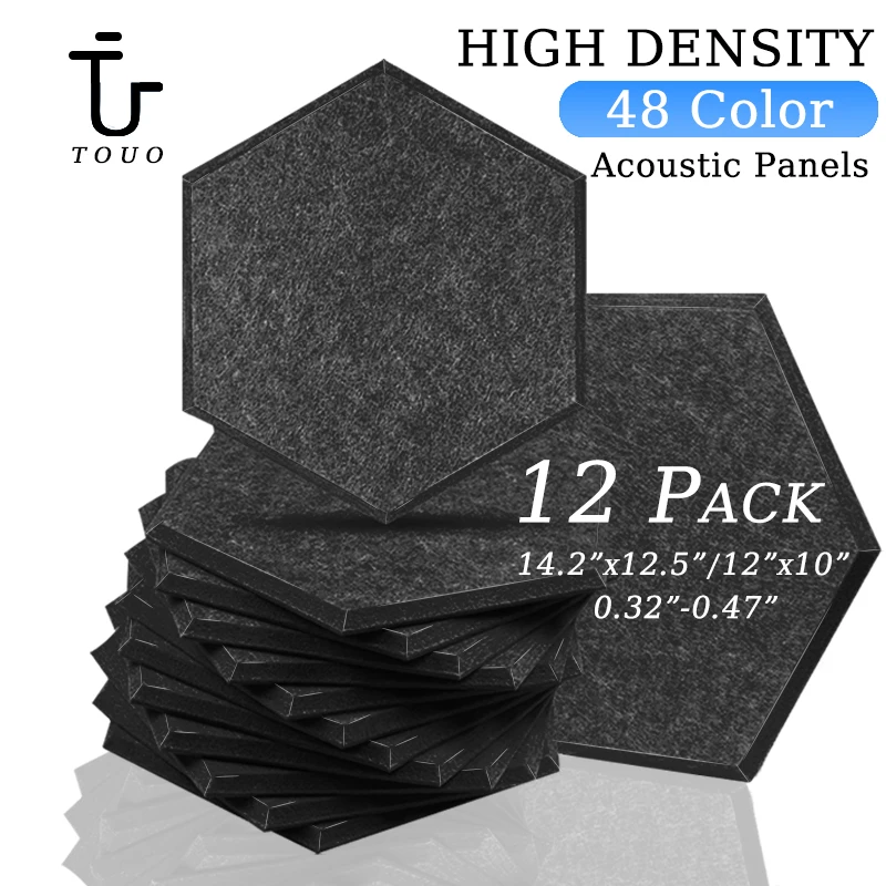 

TOUO Acoustic Panel 12 Pcs Acoustic Treatment Studio Noise Absorbing Sound Insulation Panels Study Meeting Soundproof Wall Panel