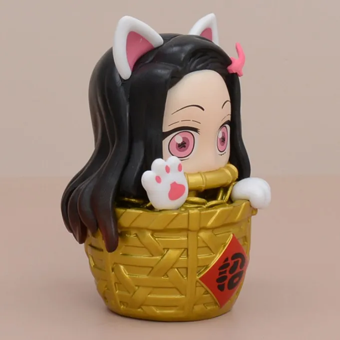 10.5cm Demon Slayer Figure GK Nezuko Kamado Figure Model Case Car Ornament Cute Figurine