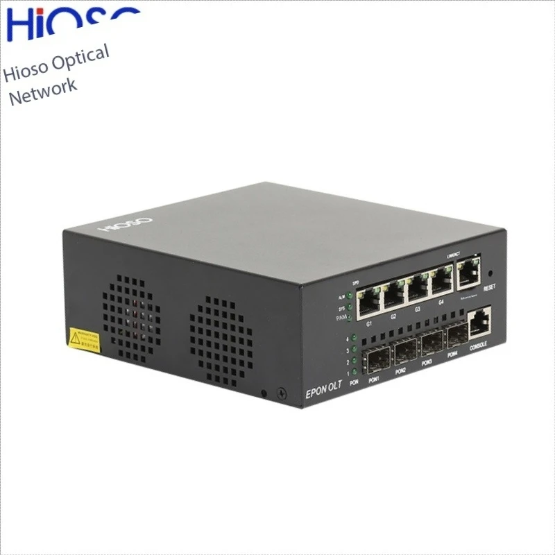 HIOSO Mini OLT EPON 4-Port FTTH Fiber Optic Equipment DC12V with WEB SNMP CLI 256 Users 4x1000M RJ45 Compatible for Huawei ZTE - view 3