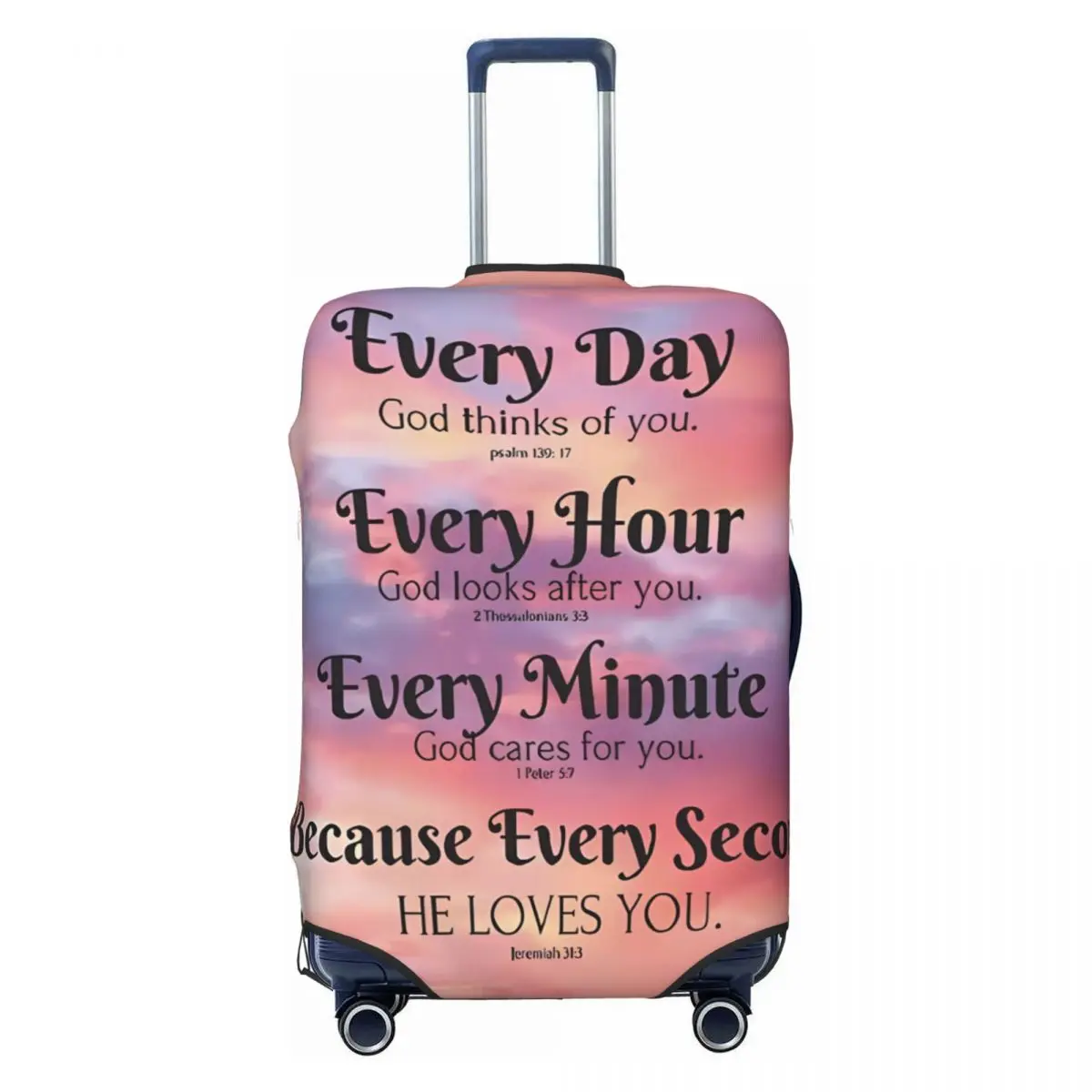 Bible Verse Suitcase Cover Letter Doodle Cruise Trip Protector Holiday Strectch Luggage Case