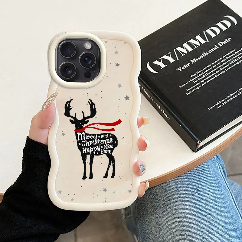 Funny Christmas Macalong Phone Case for iPhone XR 11 12 13 14 15 16 PRO MAX PLUS Soft Coque Wavy edged Shockproof Cover Funda