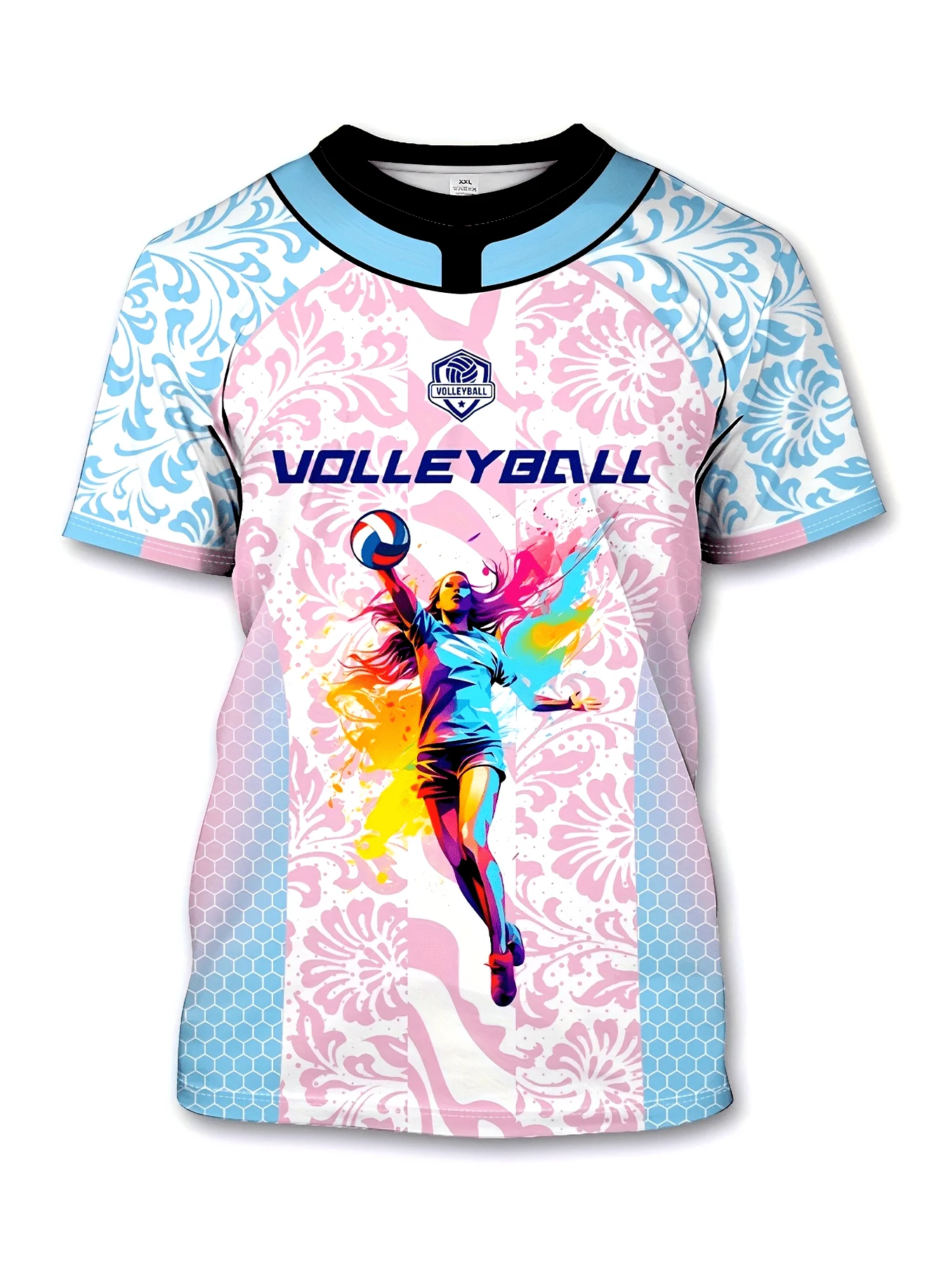

3D printed new volleyball sportswear, fashionable women's T-shirt top, athletic wear