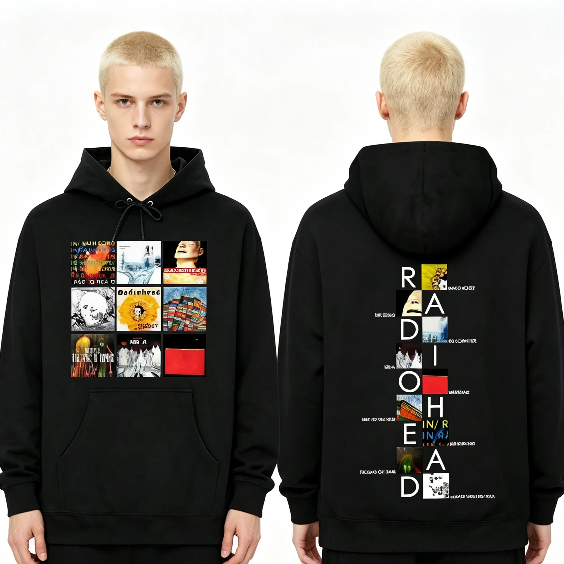 Hot Sale Rock Band Radiohead Album Cover Graphic Hoodies Unisex Gothic Retro Oversized Hooded Perfect for Commute & Loungewear